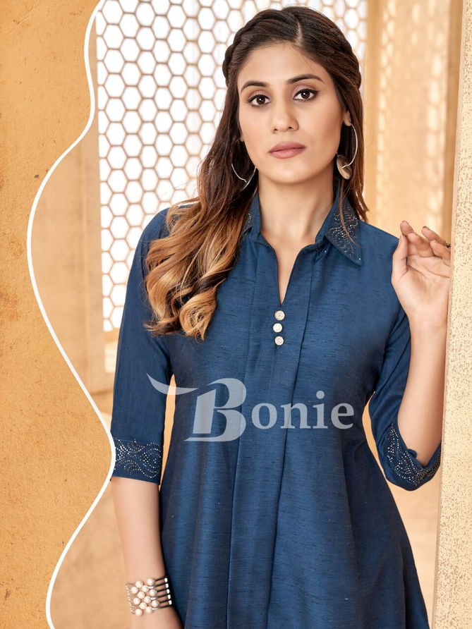 Bonie Rihana Silk Linen Western Wear Wholesale Ladies Top With Bottom Catalog
